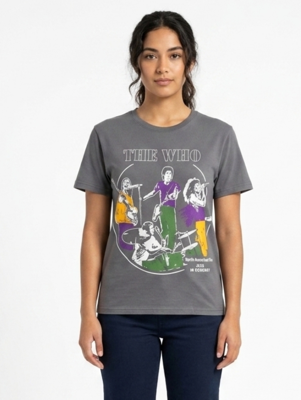 The Who Women’s Rock & Roll Band Tour Tee – XS, Gray Graphic T-Shirt, New